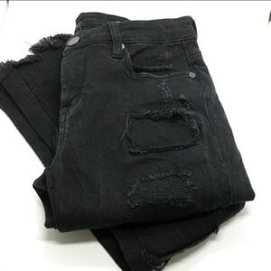 Blank NYC black distressed patch skinny jeans